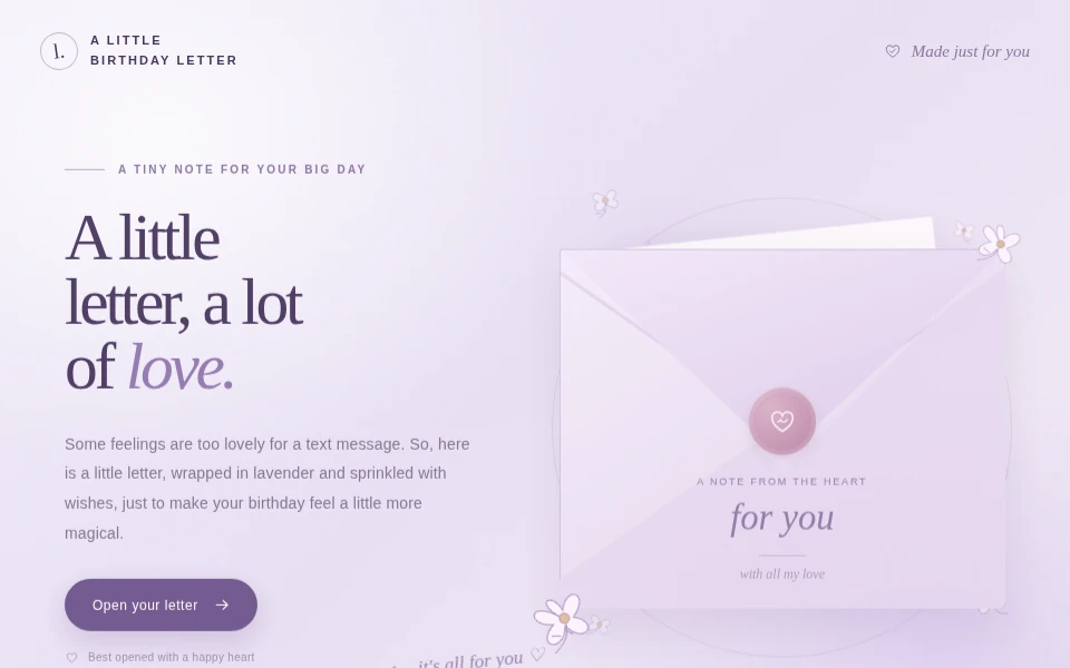 The Lavender Birthday Letter template preview